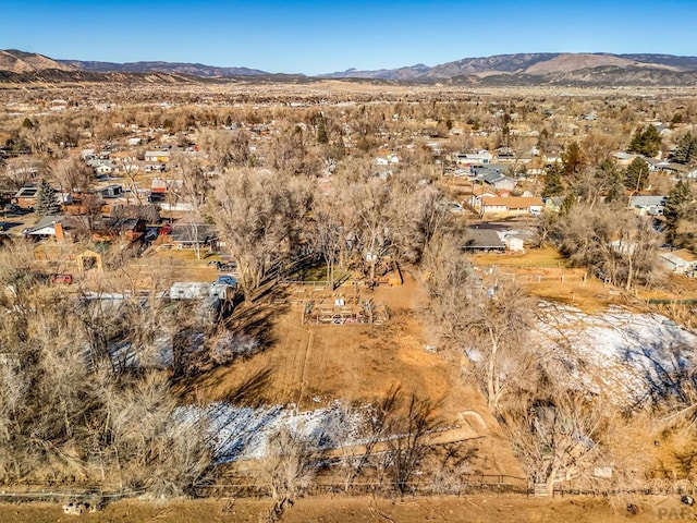 bird's eye view featuring a mountain view