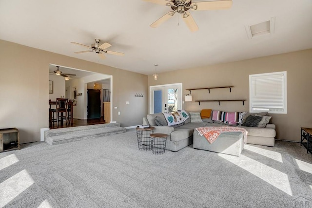 view of carpeted living area