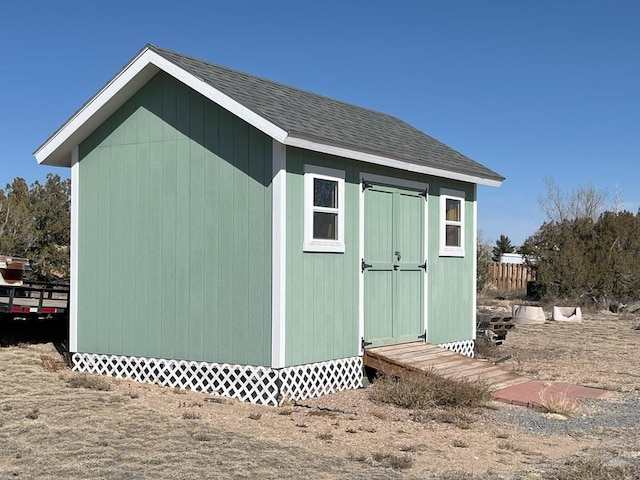 view of shed