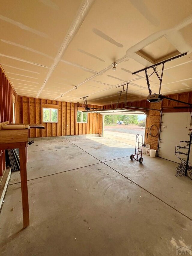 garage with a garage door opener