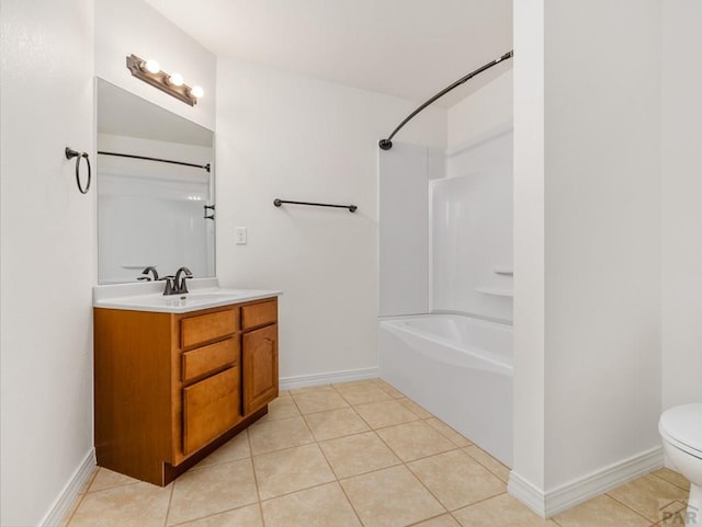 5522 Ventana Ct, Pueblo, CO 81005 - bathroom with vanity, shower / bathtub combination, and tile patterned flooring
