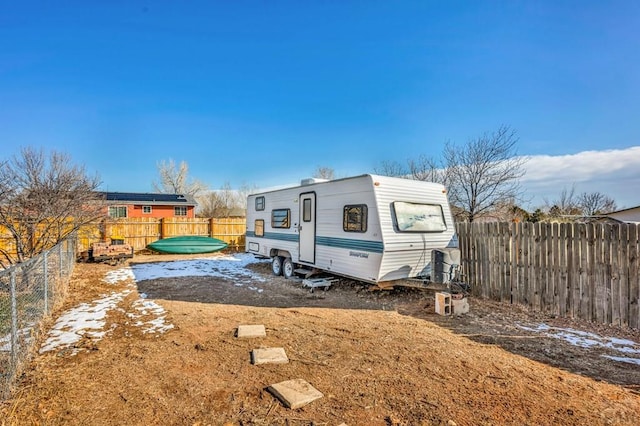 back of property featuring a fenced backyard