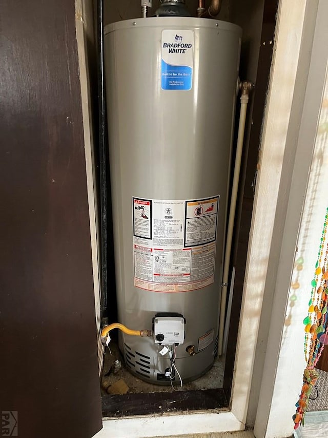 utility room with gas water heater