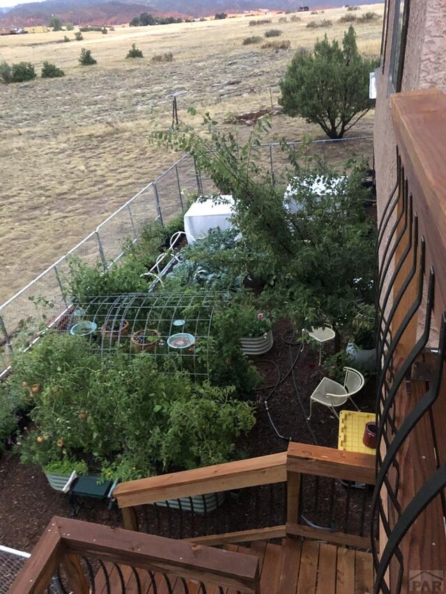 view of yard with a rural view