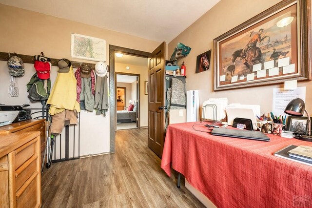 bedroom featuring wood finished floors