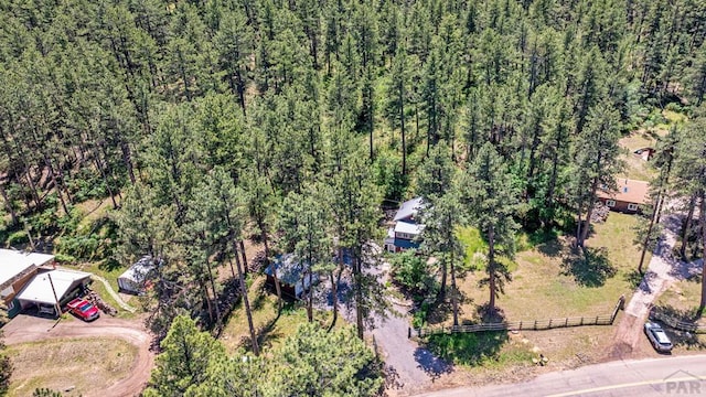 8570 Pine Dr, Beulah, CO 81023 - aerial view of property and surrounding area featuring a forest