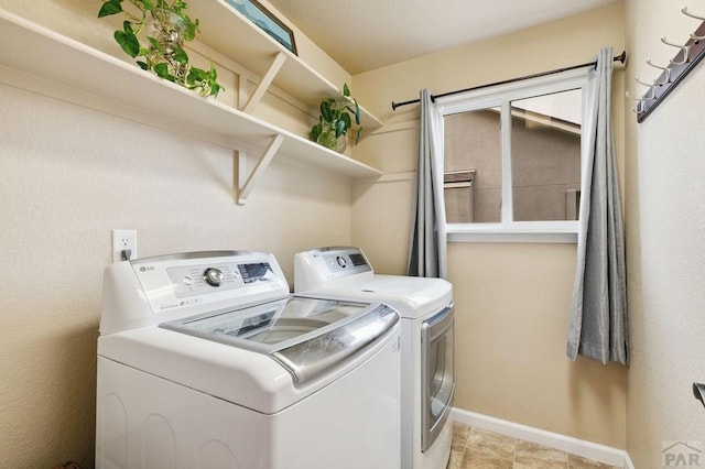 7470 Sun Prairie Dr, Fountain, CO 80925 - laundry area with separate washer and dryer and baseboards