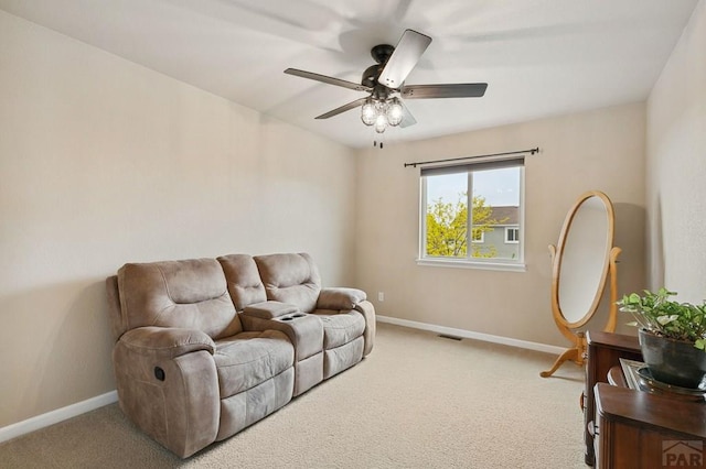 7470 Sun Prairie Dr, Fountain, CO 80925 - living room featuring carpet and ceiling fan