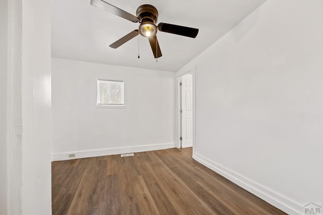1609 Euclid Ave, Pueblo, CO 81004 - spare room with baseboards, ceiling fan, and wood finished floors