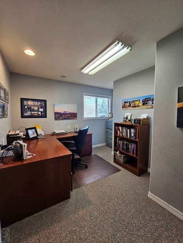 743 G St, Two Buttes, CO 81084 - carpeted office featuring baseboards and recessed lighting