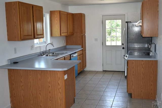 1417 Bradish Ave, La Junta, CO 81050 - kitchen featuring a sink, stainless steel appliances, plenty of natural light, and a peninsula