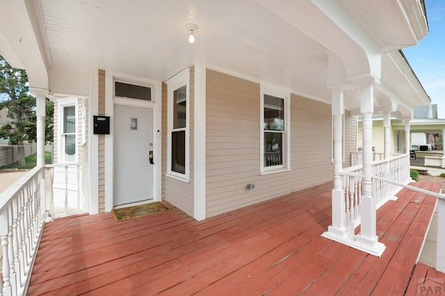 wooden deck with covered porch