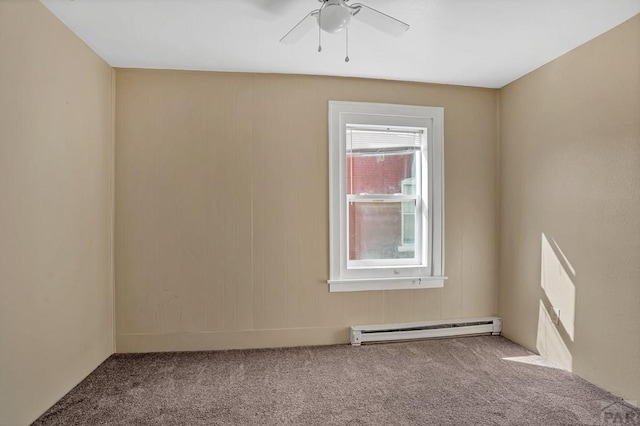 1110-112 E 6th St, Pueblo, CO 81001 - empty room with ceiling fan, carpet floors, and a baseboard radiator
