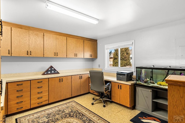 home office featuring light floors