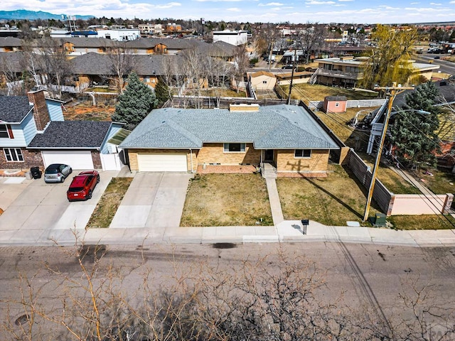 bird's eye view featuring a residential view