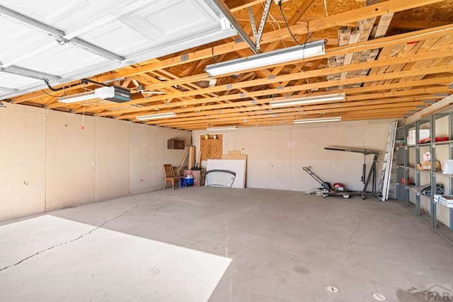 garage with a garage door opener