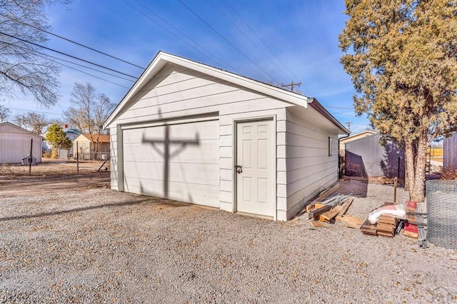 view of detached garage