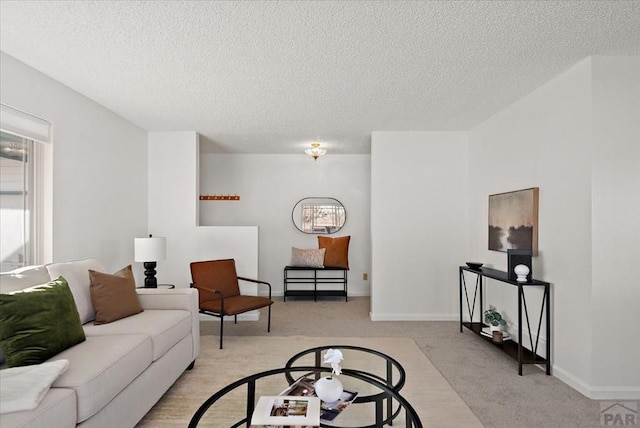 139 Princeton St, Pueblo, CO 81005 - living area featuring baseboards, a textured ceiling, and light colored carpet