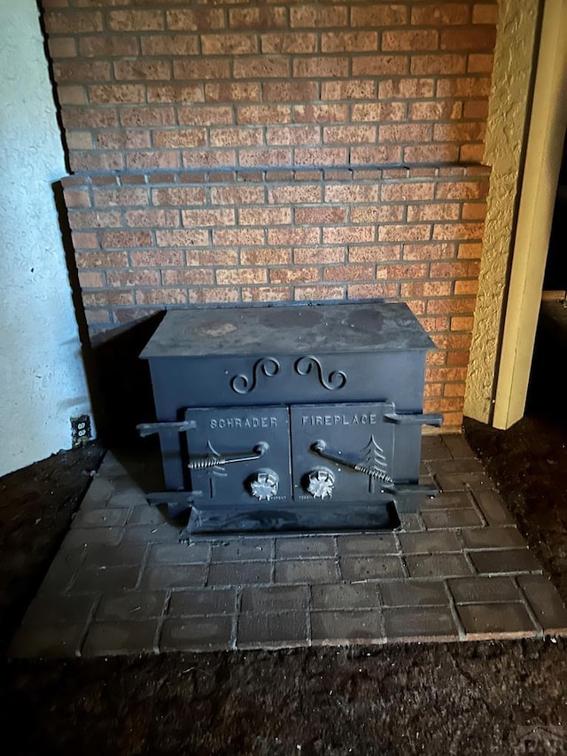 room details featuring a wood stove