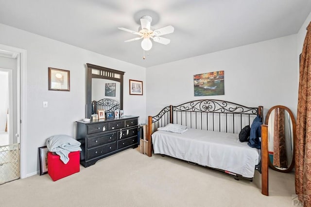 bedroom with carpet floors and ceiling fan