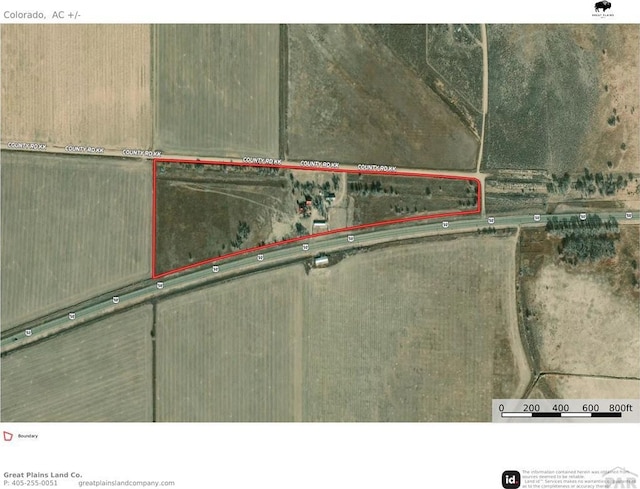 17345 US Highway 50, Las Animas, CO 81054 - aerial view of property's location featuring property boundaries highlighted