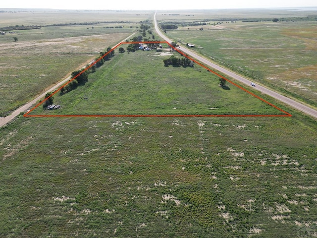 17345 US Highway 50, Las Animas, CO 81054 - aerial view of sparsely populated area featuring property parcel outlined