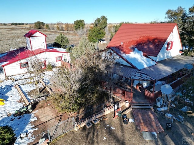 aerial view featuring a rural view