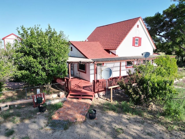 17345 US Highway 50, Las Animas, CO 81054 - back of house with a wooden deck and a pergola