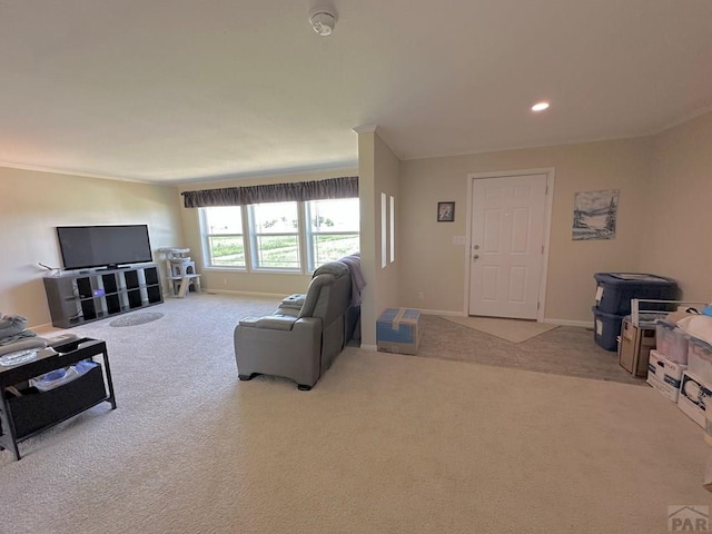 15406 County Rd E.25, Ordway, CO 81063 - living room featuring carpet flooring and recessed lighting