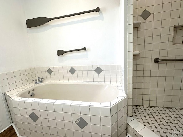 2023 N Elizabeth St, Pueblo, CO 81003 - bathroom with a garden tub and tiled shower
