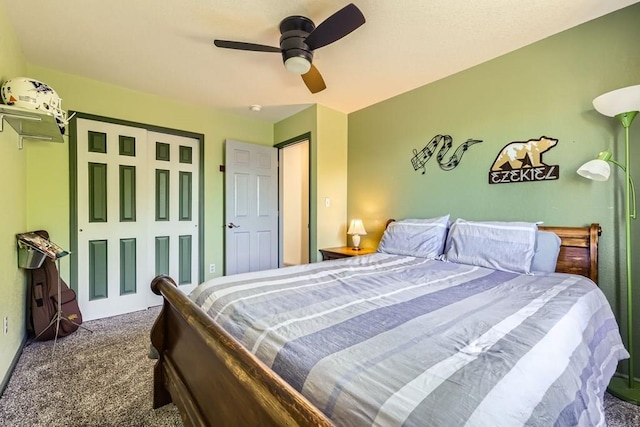 3603 Bobcat Ln, Pueblo, CO 81005 - carpeted bedroom with a closet and ceiling fan