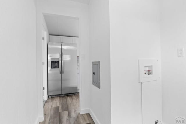 400 Hickory St Unit 172, Fort Collins, CO 80524 - corridor with electric panel, light wood finished floors, and baseboards