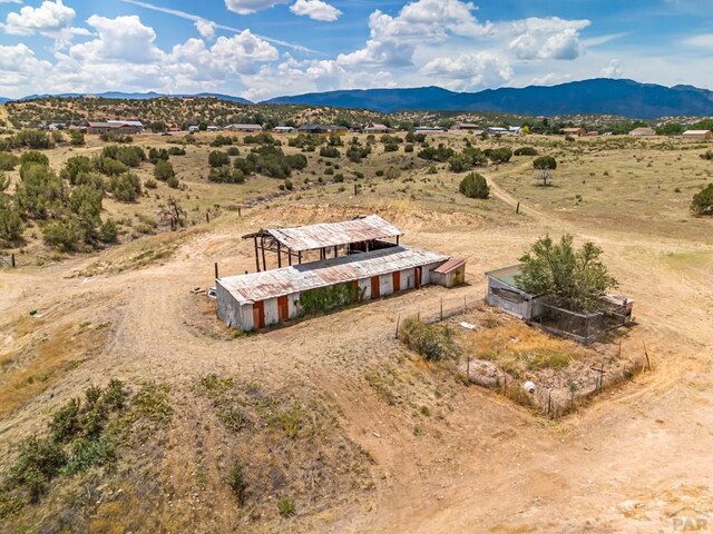 drone / aerial view with a mountain view