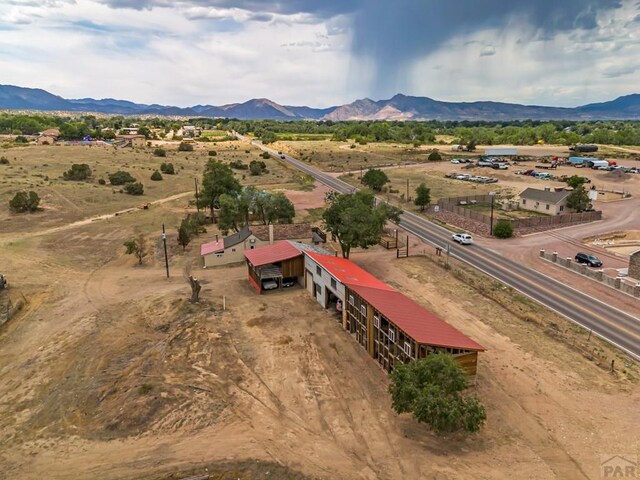 aerial view with a mountain view