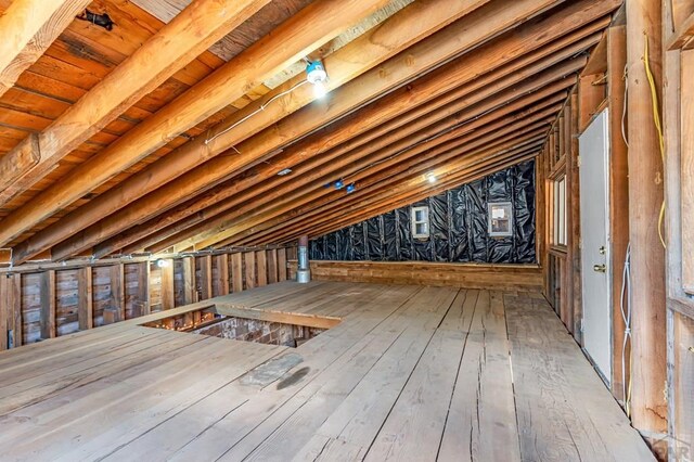 view of unfinished attic