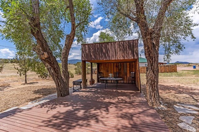 deck with a mountain view