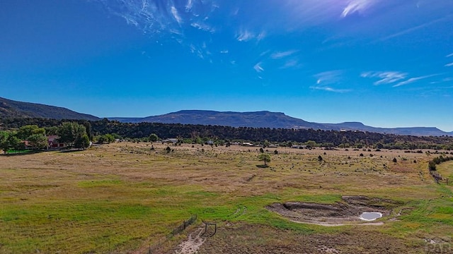 view of mountain feature with a rural view