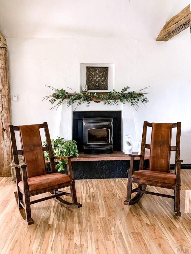 sitting room with wood finished floors