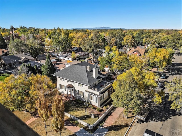 drone / aerial view with a residential view