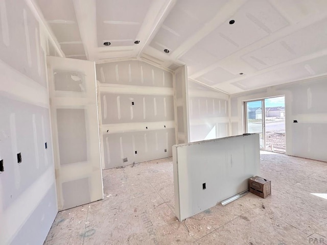 kitchen with lofted ceiling