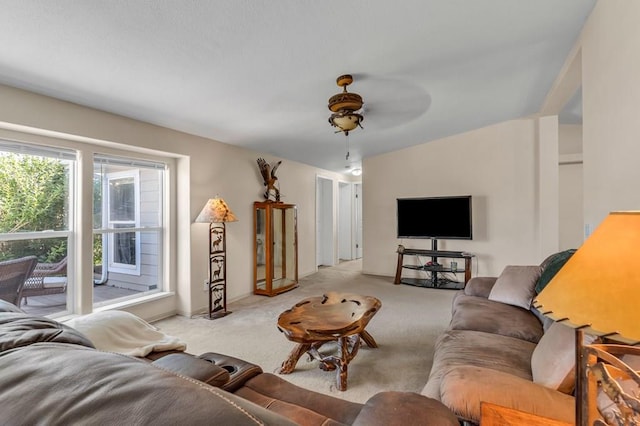 living room with light carpet