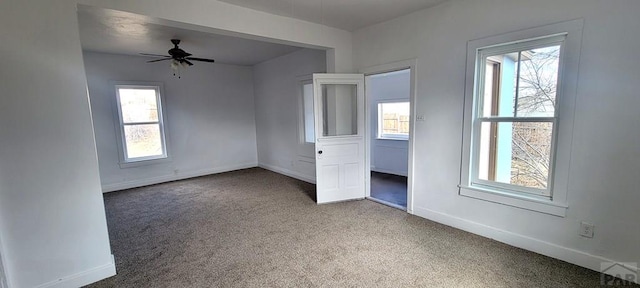 801 N Hendren Ave, Walsenburg, CO 81089 - carpeted empty room featuring baseboards and ceiling fan