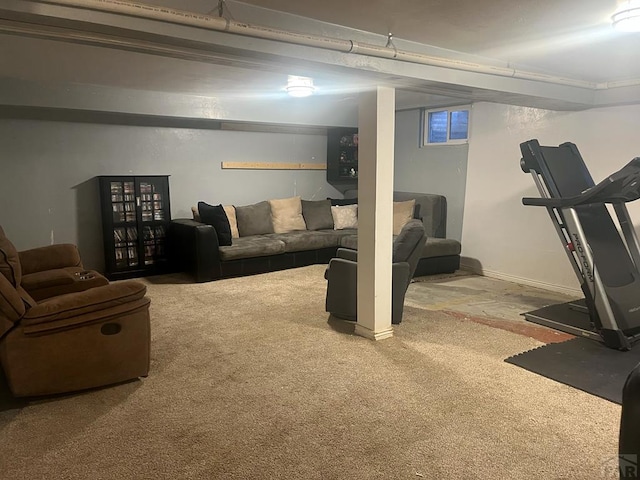 view of carpeted living area