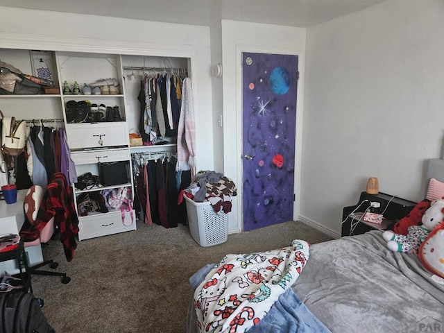 bedroom featuring a closet and carpet